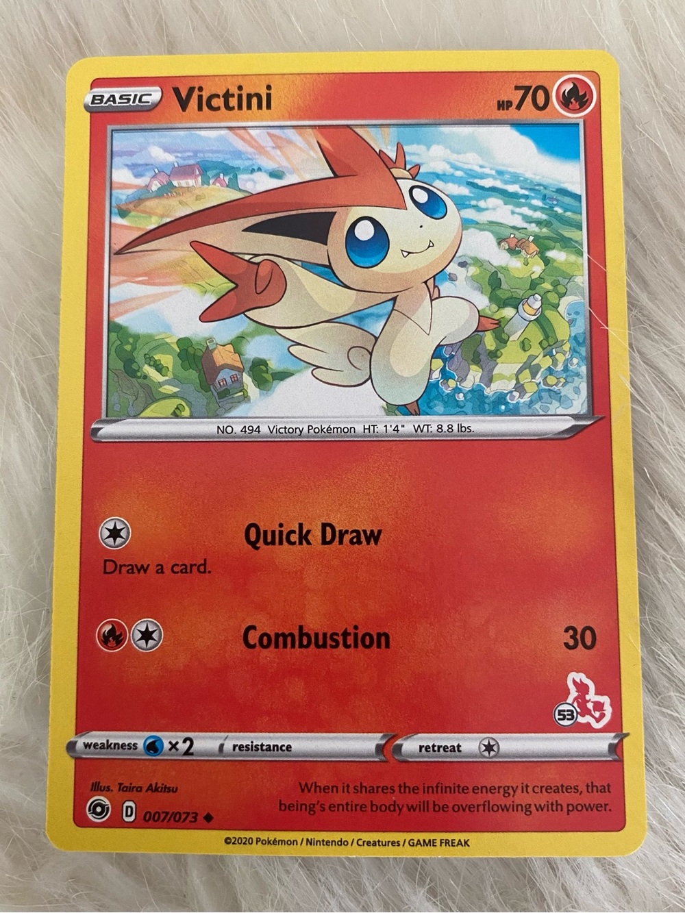 Victini Pokémon TCG (#53 Cinderace Stamped) Battle Academy 007/073